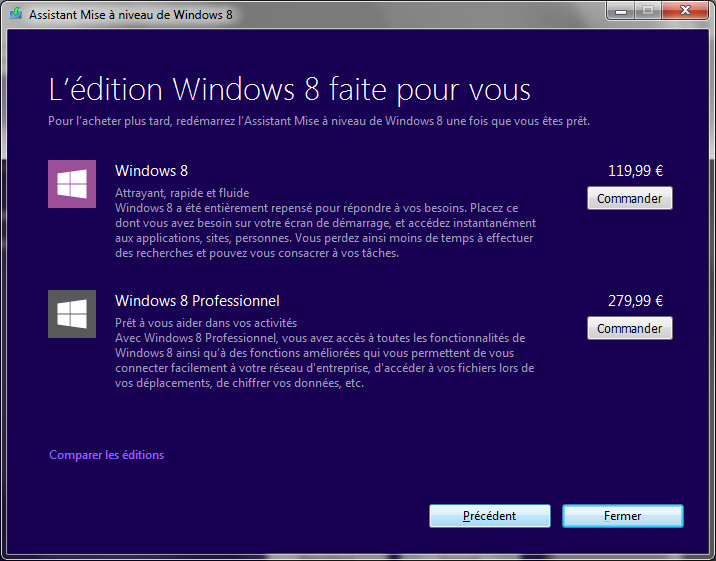 Assistant mise à niveau Windows 8 - Etape 6