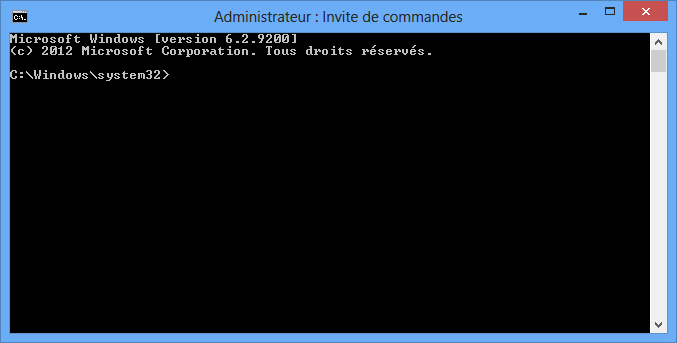 Invite de commande en tant qu'administrateur Windows 8