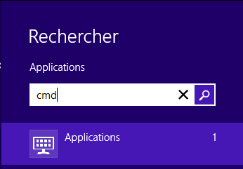 Rechercher cmd Windows 8